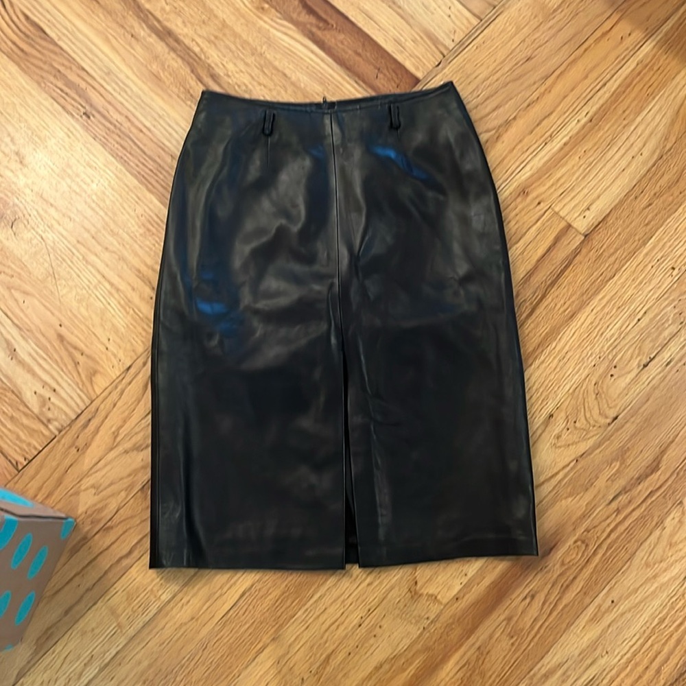 Vintage Vakko Black Leather skirt